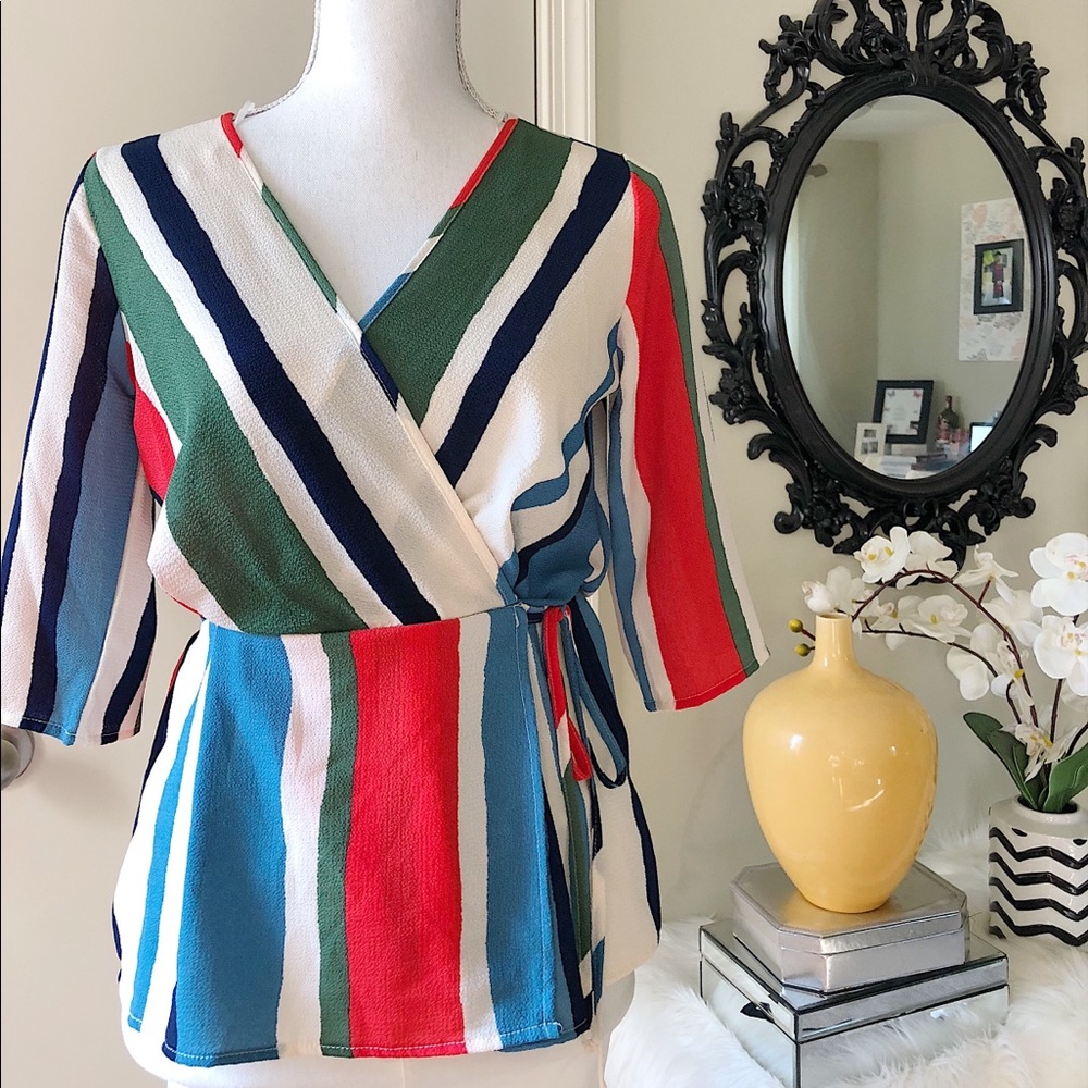 Colorful Wrap Top - Picture 2 of 4